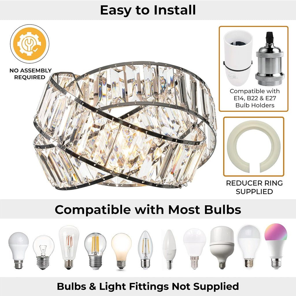 Modern Chrome Crystal Pendant Light Shade