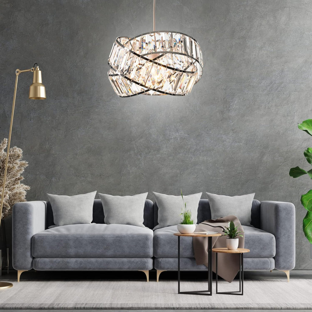 Modern Chrome Crystal Pendant Light Shade