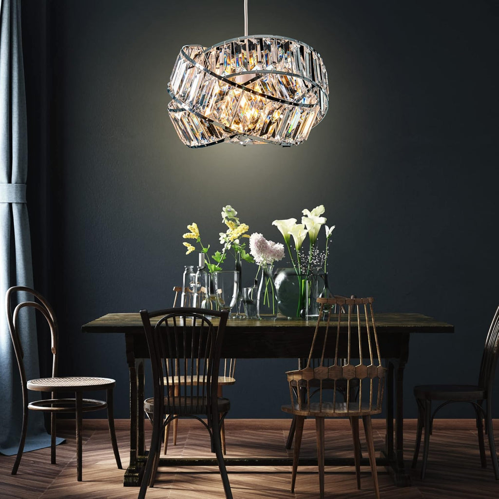 Modern Chrome Crystal Pendant Light Shade