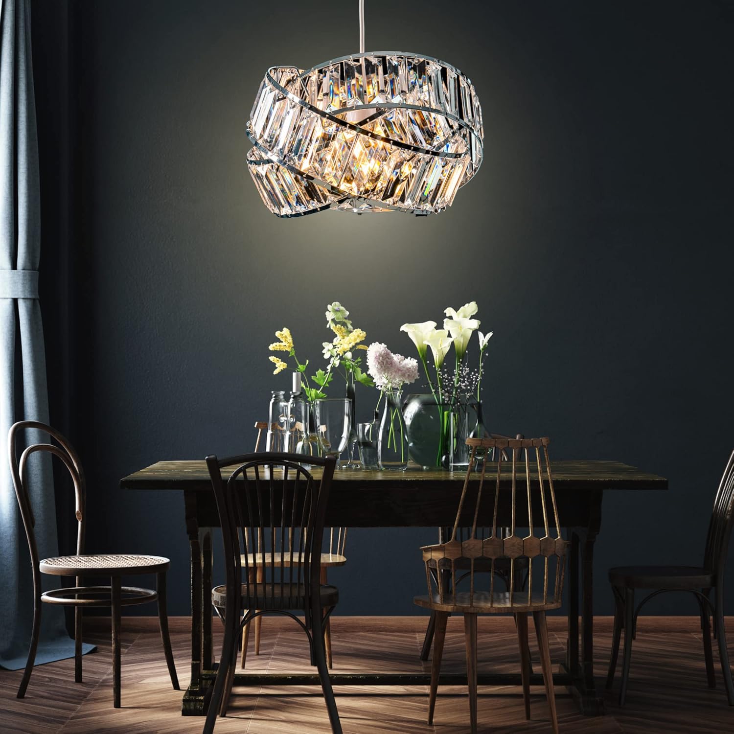Modern Chrome Crystal Pendant Light Shade