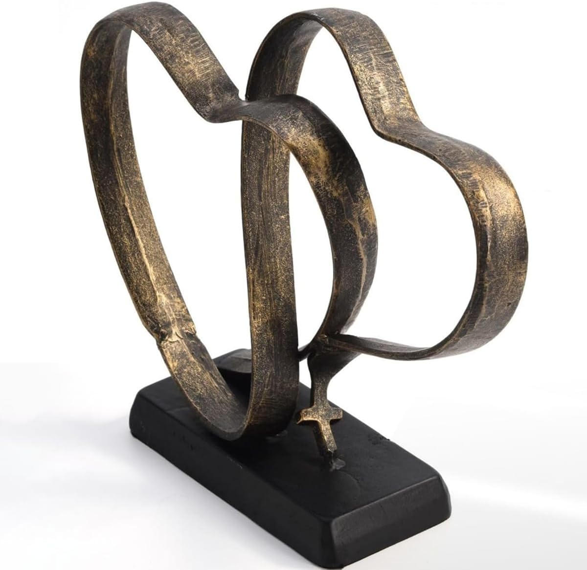 Double Heart Cross Sculpture Home Decor