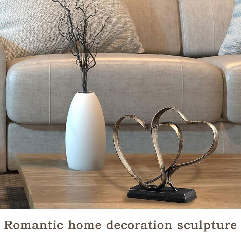 Double Heart Cross Sculpture Home Decor