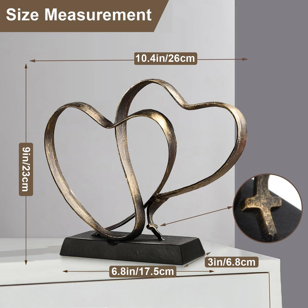 Double Heart Cross Sculpture Home Decor
