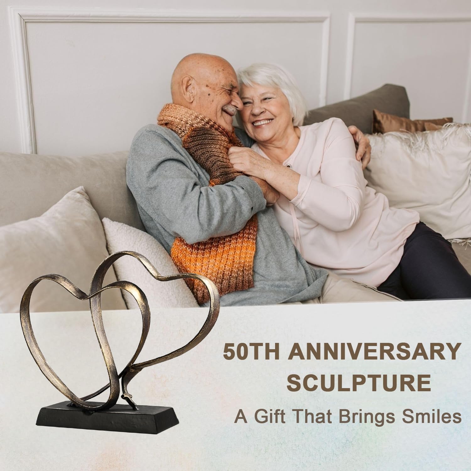 Double Heart Cross Sculpture Home Decor