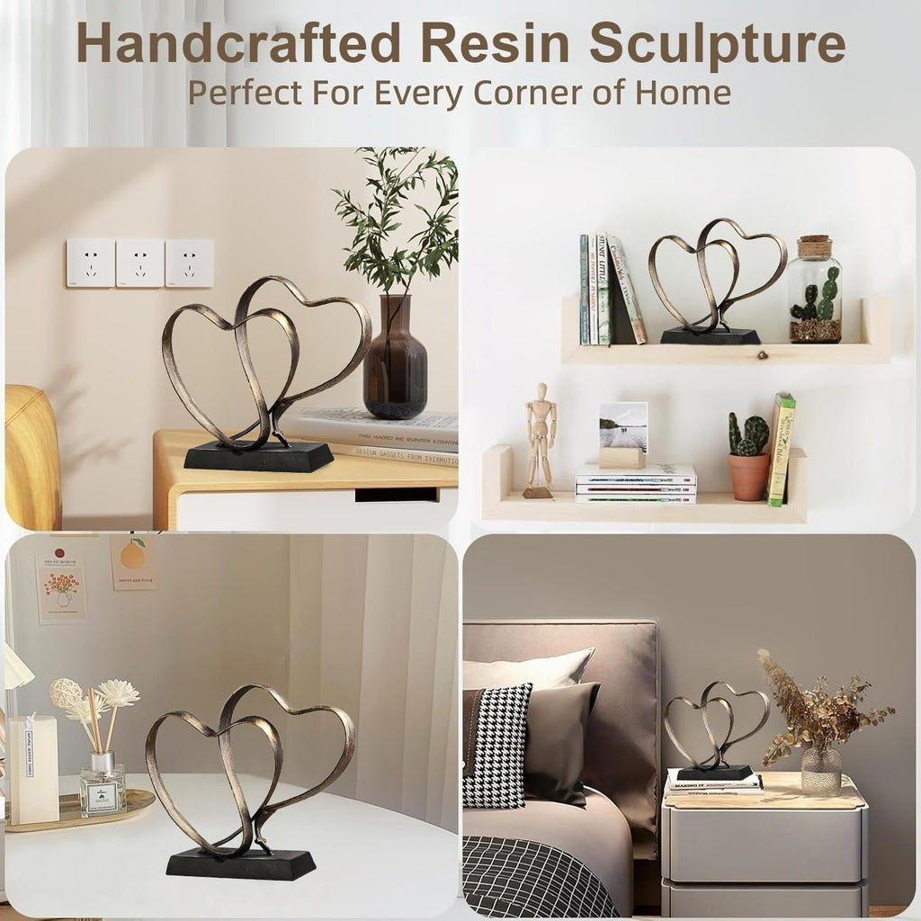 Double Heart Cross Sculpture Home Decor