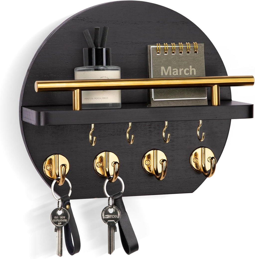Wall Key Holder with Shelf Hooks