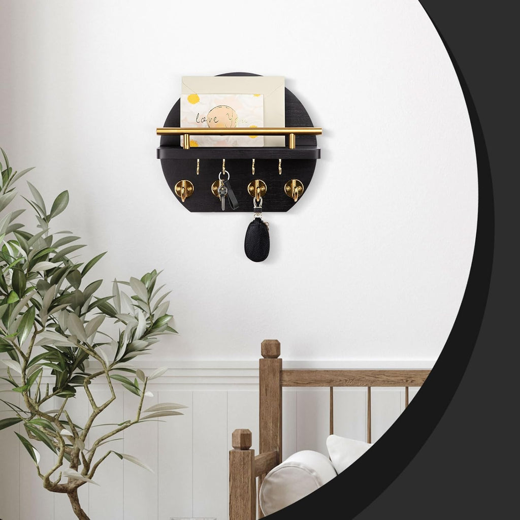Wall Key Holder with Shelf Hooks