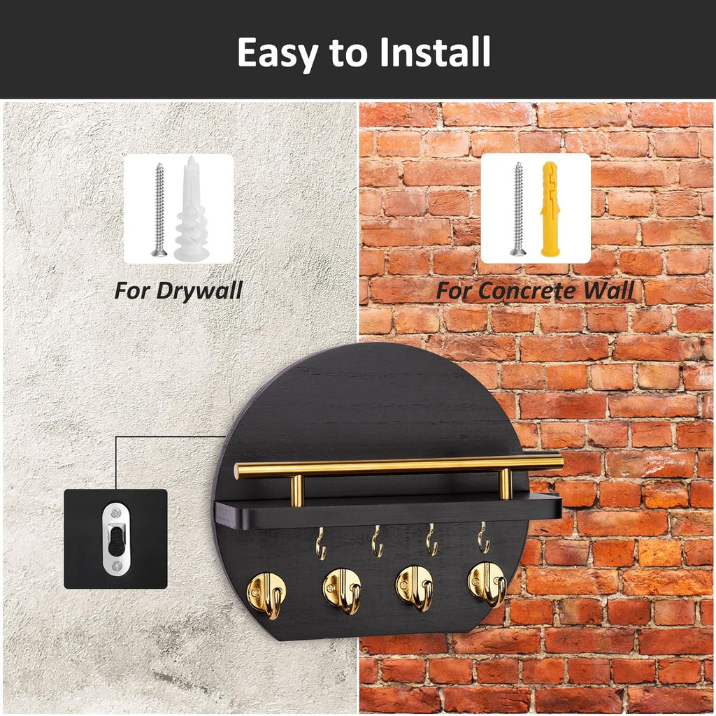 Wall Key Holder with Shelf Hooks