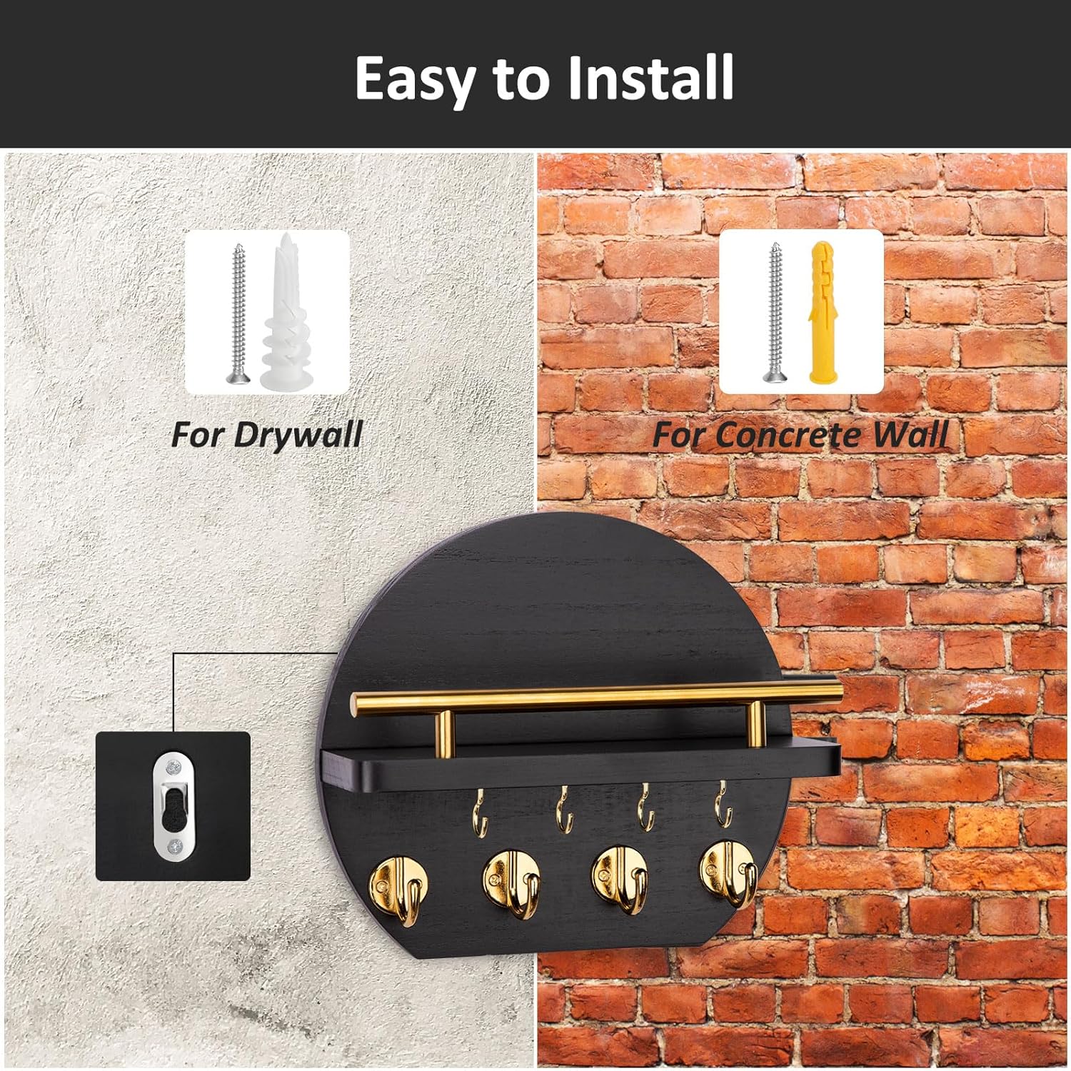 Wall Key Holder with Shelf Hooks