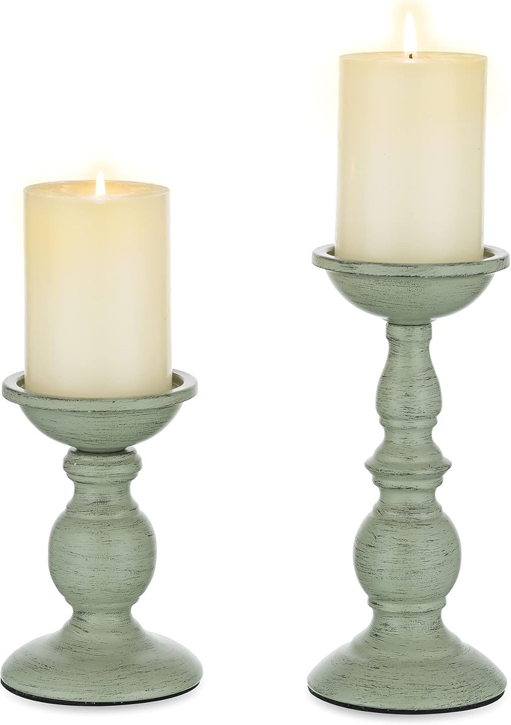 Vintage Metal Pillar Candle Holders Set