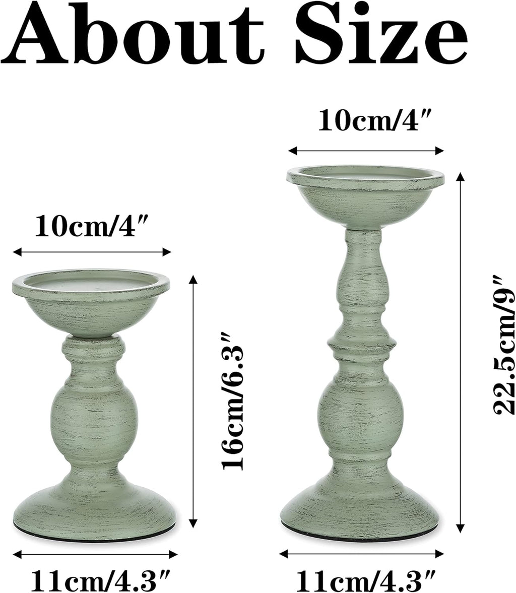 Vintage Metal Pillar Candle Holders Set